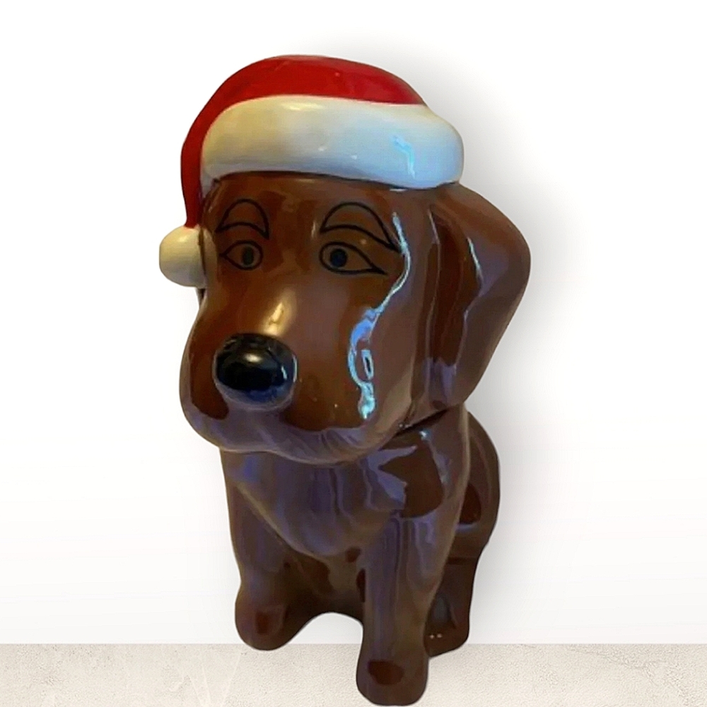 Christmas Cookie Jar Vintage Ceramic Puppy